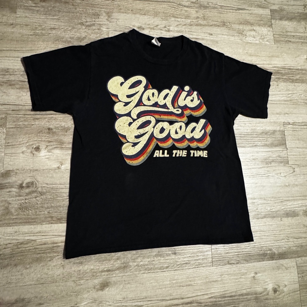 Black 'God Is Good' Short Sleeve Graphic Tee